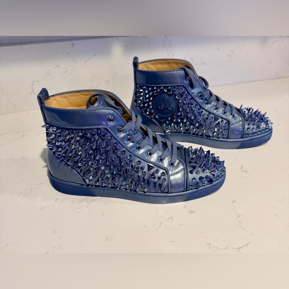 Luxury Men's Christian Louboutin High Top Spiked Sneakers Size 43/10